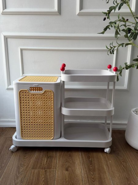 سلة غسيل + 3 رف متعددة الاستخدامات (77*35*65)سم